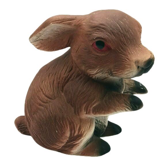 Vintage Bunny Rabbit Figurine Rustic Woodland Farmhouse Easter Cabin Decor - Picture 1 of 9